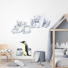 Watercolour Animals Wall Decal Sticker Polar Bears & Penguins Animal Stickers Wall for Baby Girl Room Decals Kids Room 2024 - buy cheap