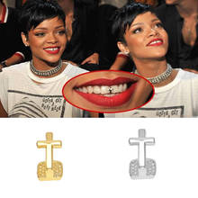 Cross Single Gold Teeth Grills Hip Hop Grills Top Grill Cosplay Teeth Cap Tooth Body Jewelry Copper Dental Grills Simple Gifts 2024 - buy cheap