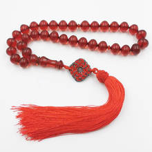 Red Resin Tasbih Muslim prayer beads Rosary Cotton Tassel islamic Gift arabic fashion bracelet accessories jewels 2024 - buy cheap