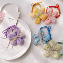 Diademas elásticas con flores pequeñas para niña, accesorios para el cabello para bebé, Anillo para el cabello, Scrunchies, tocado de malla 2024 - compra barato