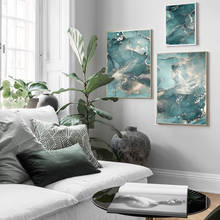 Pintura abstracta nórdica de estrellas, póster de mármol verde, lienzo de lujo impreso, arte de pared, imagen, decoración del hogar, sala de estar actual 2024 - compra barato