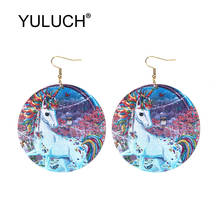 YULUCH 2019 Trendy Round Wood Earrings Printed Printing Cute Animal Panda Long Pendant Earrings Fashion Jewelry For Women Party 2024 - buy cheap