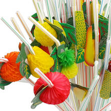 Canudo de plástico colorido para festa 3d, canudo de frutas multicolorido, canudo de plástico para decoração de festa havaiana e bebidas de 50 com 24cm 2024 - compre barato