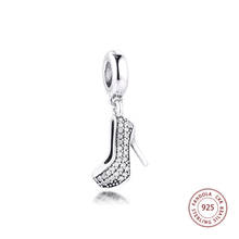 Cuentas de plata esterlina 925 para fabricación de joyas, zapatos de Stiletto de circonia cúbica transparente, a la moda, para Pulsera Original, bisutería femenina 2024 - compra barato