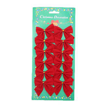 12PCS/set  Red Gold Silver Christmas Bows Charms Decoration  Ribbon Bowknots Xmas Tree Decor Ornament 2024 - buy cheap