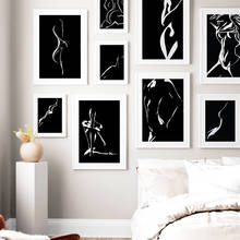 Preto branco sexy mulher corpo impressão da arte nórdico cartaz moderno abstracto arte da parede quadros parede lona para sala de estar decoração 2024 - compre barato