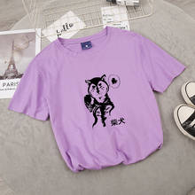 Японская Футболка женская Милая футболка с изображением собаки Шиба ину летняя футболка с круглым вырезом Повседневная фиолетовая Мужская хлопчатобумажная футболка Kawaii одежда 2024 - купить недорого