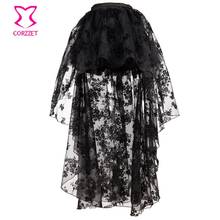 Faldas de tul negro para mujer, falda asimétrica de malla elástica de cintura alta con encaje, ropa de fiesta estilo Lolita, 2020 2024 - compra barato