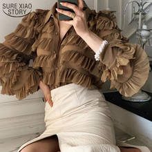 Полосатые блузки с коротким рукавом, летняя шифоновая женская блузка и женские топы, блузы, Корейская женская одежда с v-образным вырезом D635 30 2024 - купить недорого