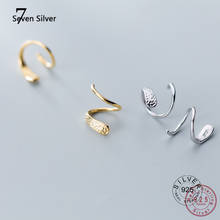 Genuine 925 Sterling Silver Jewelry Personality Minimalist Spiral Snakelike Ear Bones Ear Buckle Stud Earrings For Women 2024 - buy cheap