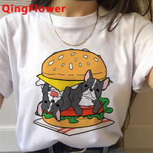 Camiseta buldogue francês de verão, impressão casual de casal tumblr, camisa ulzzang 2024 - compre barato
