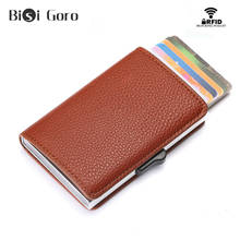 BISI GORO 2021 Minimalist Credit Card Holder RFID Blocking Card Wallet for Travel Aluminum Box Soft Leather Slim ID Card Case 2024 - buy cheap