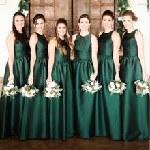 Cheap A -Line Satin Green Bridesmaid Dresses Vestido De Festa Halter Wedding Party Dress For Bridesmaid Group Dress 2020 Long  2024 - buy cheap