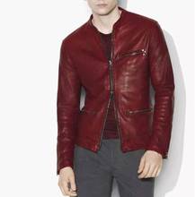 Burst Crystal Vegetable Tanned Rust Red! Italian Sheepskin Designer Original Men's Leather Jacket Leather Jacket 2024 - buy cheap