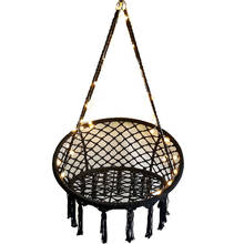 Hammock Chair Macrame Swing, Hanging Lounge Mesh Chair Durable Cotton Rope Swing for Bedroom, Patio, Garden, Deck, Yard, Max Cap 2024 - buy cheap