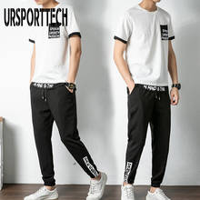 Tracksuit Men sets Summer New Casual Men's Set 2 Pieces Man Suit Sportswear Outfits Short Sleeve T-shirt +Pants Joggers Set 2024 - buy cheap