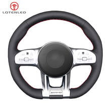 LQTENLEO Black Genuine Leather Car Steering Wheel Cover For Mercedes-Benz A35 A45 E63 G63 C63 CLA45 CLS53 E53 E63 GLA35 S63 AMG 2024 - buy cheap