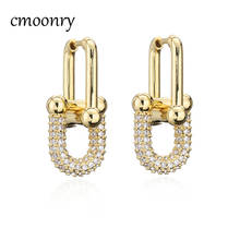 cmoonry Vintage Design Luxury AAA CZ Female Wedding Earring Gold Color Drop Earrings For Women Party Jewelry Wholesale 2024 - buy cheap