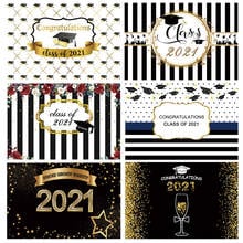 Congratulation Graduation Backdrop Graduation Class of 2021 Themed Party Banner Background Glitter Gold Balloons Decorations 2024 - buy cheap