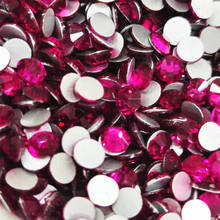 Fuchsia  All Size crystal glass FlatBack Non Hot Fix Strass glue on& Fabric Garment Rhinestone Nail Art decoration 2024 - buy cheap