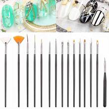 Gradient UV Gel Nail Art Liner Painting Brush kit Rhinestone Handle Manicure Line Drawing Pen Brush Nail Design 2024 - buy cheap