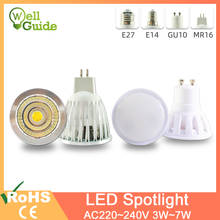 Светодиодная лампа GU10 MR16 E27 E14 LED прожектор 3 Вт 5 Вт 6 Вт 7 Вт AC 220 В 240 В лампада алюминиевый COB SMD LED лампа Энергосберегающая домашнее освещение 2024 - купить недорого