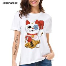 new women summer white casual Fortune Boxer Cat Lucky Champion funny anime tshirt short sleeve Cute girl streetwear t shirt 2024 - buy cheap