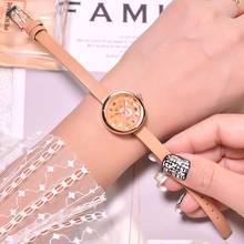 Relógio de pulso feminino retrô roma, relógio fashion casual elegante de quartzo pequeno com pulseira de couro para mulheres 2024 - compre barato