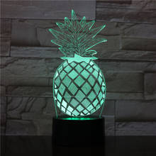 Lámpara de noche con diseño de Piña y Fruta en 3D, 7 colores, Led, USB, para mesa, decoración de fiesta, luz-3235 2024 - compra barato