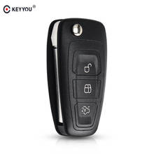 KEYYOU 3 кнопки флип-ключ корпус автомобильного ключа дистанционного управления чехол Fob для Ford Focus 3 Fiesta Connect Mondeo Max Smart Key HU101/FO21 Blade 2024 - купить недорого