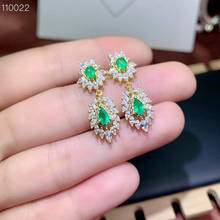 Luxurious design, natural emerald earrings, precious stones, beautiful colors. 925 pure silver plated with gold. Inclusion certi 2024 - buy cheap