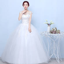 Vestido de noiva branco, vestido de noiva para baile, manga curta, gola redonda, vestido de princesa simples, plus size, vestido de casamento 2024 - compre barato