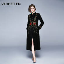 Женское шерстяное пальто VERHELLEN, теплое пальто с цветочной вышивкой и сердечками, зима 2020 2024 - купить недорого
