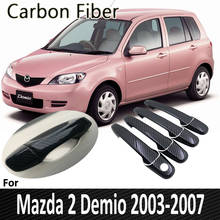 Cubierta de manija de puerta para coche, pegatina de fibra de carbono negra para Mazda 2, Demio DY, Mazda2, 2003, 2004, 2005, 2006, 2007, accesorios de decoración 2024 - compra barato