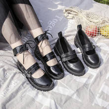 Студенческая обувь в стиле Лолиты; обувь для колледжа; обувь для девушек; обувь для униформы; обувь из искусственной кожи с ремешками; обувь на блочном каблуке 2024 - купить недорого