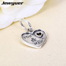 Silver heart you & me charms 925 sterling silver love pendant charm fit beads bracelets necklace DIY fine Memnon jewelry DA118 2024 - buy cheap