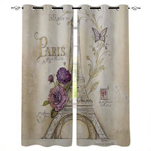 Eiffel Tower Flowers Butterfly Curtains For Living Room Bedroom Window Treatment Blinds Finished Drapes Kitchen Curtains 2024 - buy cheap