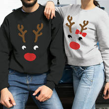Cute Reindeer Colored Printed Christmas Sweatshirt Funny Unisex Matching Couples Sweatshirts Winter Graphic Holidays Pullovers 2024 - buy cheap