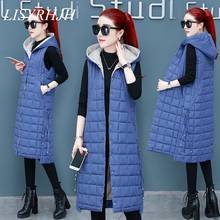 New winter thick warm cotton down vest women fashion single-breasted hooded jacket Slim long sleeveless shirt women vests coat 2024 - buy cheap