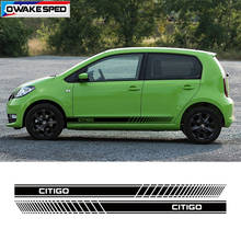 Racing Sport Stripes Door Side Skirt Stickers Car Styling Body Decor Vinyl Decals Fit On 3-5 Door For Skoda Citigo 2024 - buy cheap