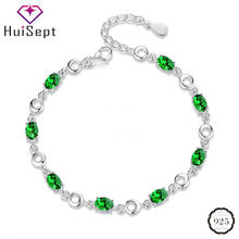 HuiSept Colorful Women Bracelet 925 Silver Jewelry Oval Shape Topaz Gemstone Ornament for Wedding Party Gift Wholesale Bracelets 2024 - buy cheap