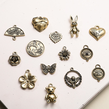 Retro dumb gold Camellia fan bear Angel alloy pendant DIY handmade jewelry earrings necklace accessories materials 2024 - buy cheap