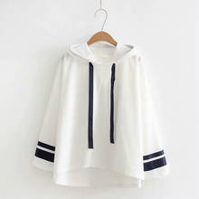 Women Harajuku Hoodies Sweatshirts 2020 New Sweet Style Hooded Striped Long-Sleeve Pullovers Loose Tracksuit 2024 - buy cheap
