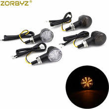 ZORBYZ 1 пара черный металлический светодиодный мини пуля указатели поворота светильник с E Mark для уличных спортивных велосипедов Чоппер на заказ 2024 - купить недорого