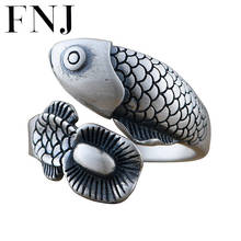 FNJ 925 Silver Fish Ring Punk Animal New Fashion S925 Sterling Silver Rings for Women Jewelry Adjustable Size 6 2024 - buy cheap