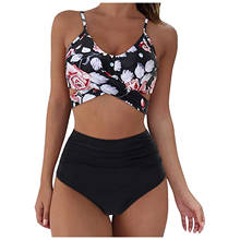 High Waist Swimsuit Women Fashion Print Bikini Set Push Up Bathing Swimwear High Waist Swimming Bathing Suit Beachwear 2021 2024 - buy cheap