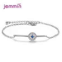 925 prata esterlina mal olho encantos pulseira minimalista feminino meninas azul claro zircão cúbico pulseiras pulseiras jóias 2024 - compre barato