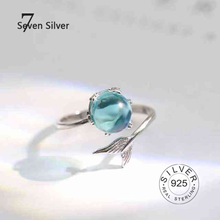 Anéis de prata esterlina para mulheres e meninas 925, anel com bolha de sereia, ajustável, aberto, jóias da moda, presente, yri044 2024 - compre barato