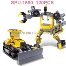 8028 120pcs Urban Bulldozer Engineering Car Vehicles Robot 1 Dolls Building Blocks Toy 2024 - buy cheap