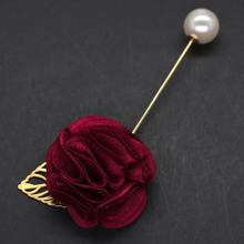 Wedding Corsages And Boutonnieres Corsages For Men Gold Groom Pin Pearl Wedding Brooch Artificial Flowers Buttonhole XH1327-P 2024 - buy cheap